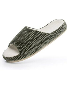 Women's Olive Pull-On Classic Memory Foam House Cozy Open Toe Soft Slipper Shoes